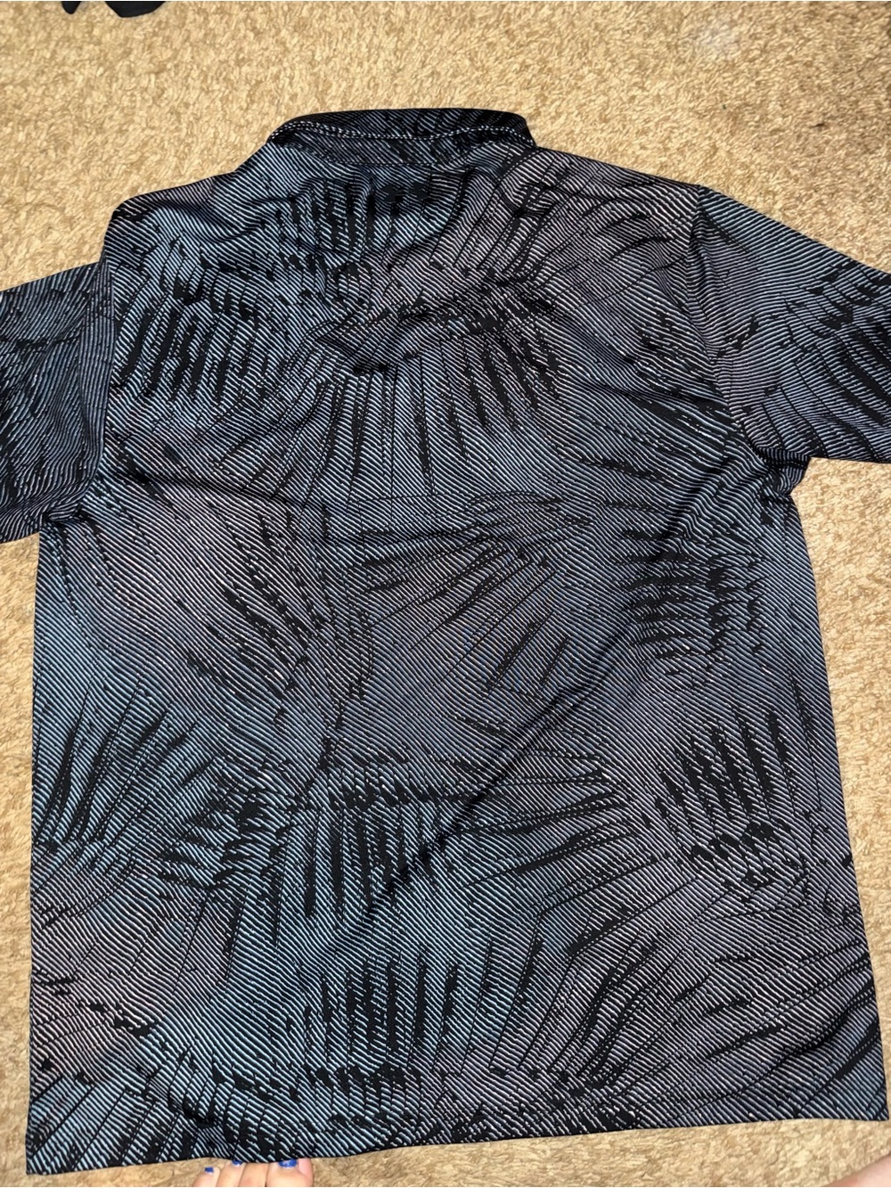 Men's Short Sleeve Polo - Black and Light Blue Abstract Print - Picture 2 of 2